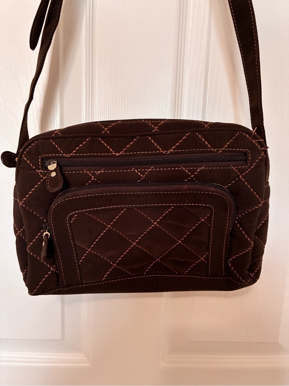 Vera Bradley Brown Quilted Crossbody Shoulder Bag Purse